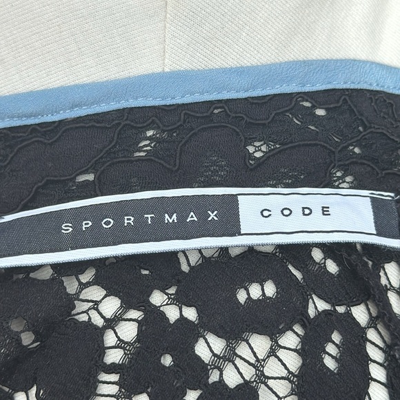 Sportmax Code Augusto Lace Bell Sleeve Dress With Blue Piping, size Large - Picture 9 of 10